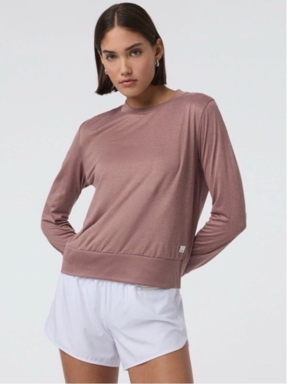 Vuori Daydream Halo Essential Crewneck Long Sleeve Top Mauve Soft Women XL